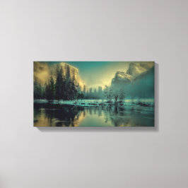 Impressão Em Tela Cena da Montanha de inverno perto do lago