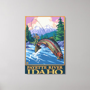 Impressão Em Tela Cena da pesca com mosca - rio de Payette, Idaho