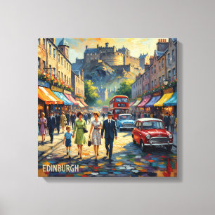 Impressão Em Tela Cena da Rua Principal do Castelo de Edimburgo em T