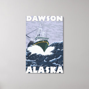 Impressão Em Tela Cena de Barcos de Pesca - Dawson, Alasca