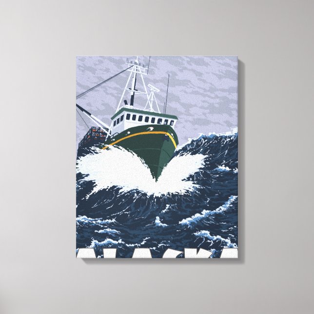 Impressão Em Tela Cena de Barcos de Pesca - Skagway, Alasca (Frente)