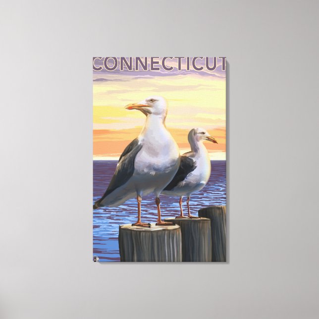 Impressão Em Tela Cena de Congelações do Mar de Connecticut (Frente)