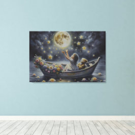 Impressão Em Tela Cena de Fantasia Sonho Lua Menina Caprichosa