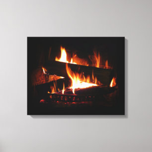 Impressão Em Tela Cena de Inverno Quente com Lareira para Fotografia
