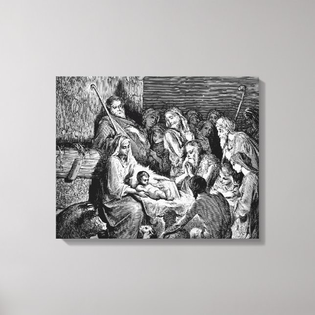 Impressão Em Tela Cena de Natal Ilustrada (Frente)