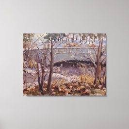 Impressão Em Tela Cena de Neve da Ponte na Rua de Forest Park Louis