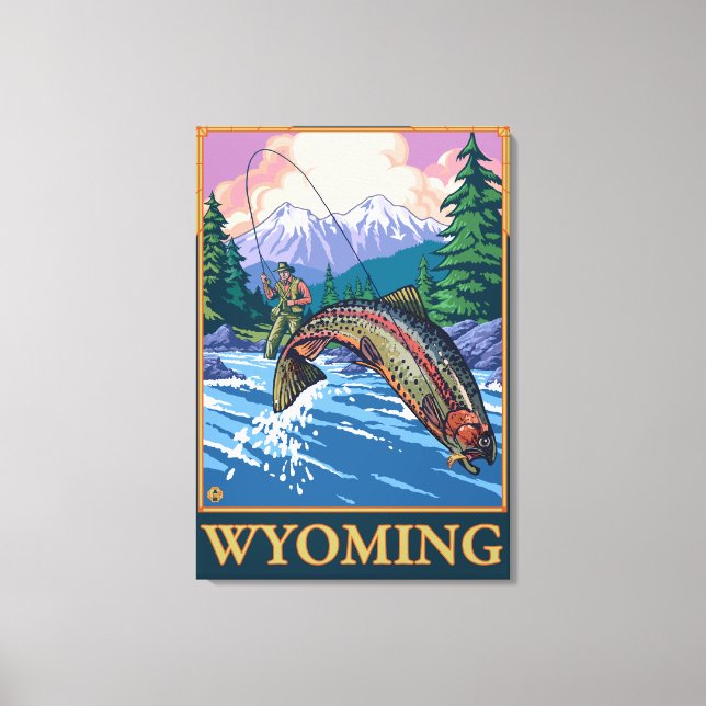Impressão Em Tela Cena de Pesca de Voo - Wyoming (Frente)