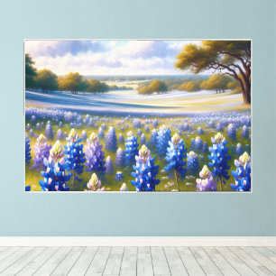 Impressão Em Tela Cena de Prado de Bluebonnet do Texas