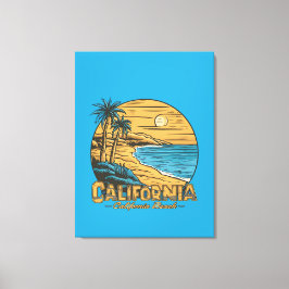Impressão Em Tela Cena de Praia do Pôr do Sol Retro da Califórnia