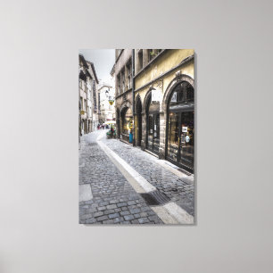 Impressão Em Tela Cena De Rua Na Cidade Antiga, França