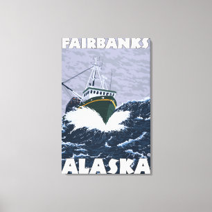 Impressão Em Tela Cena do barco de pesca - Fairbanks, Alaska