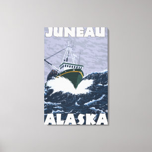 Impressão Em Tela Cena do barco de pesca - Juneau, Alaska