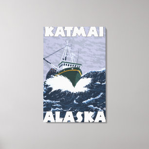 Impressão Em Tela Cena do barco de pesca - Katmai, Alaska