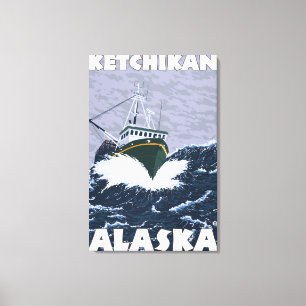 Impressão Em Tela Cena do barco de pesca - Ketchikan, Alaska