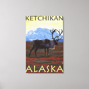 Impressão Em Tela Cena do caribu - Ketchikan, Alaska