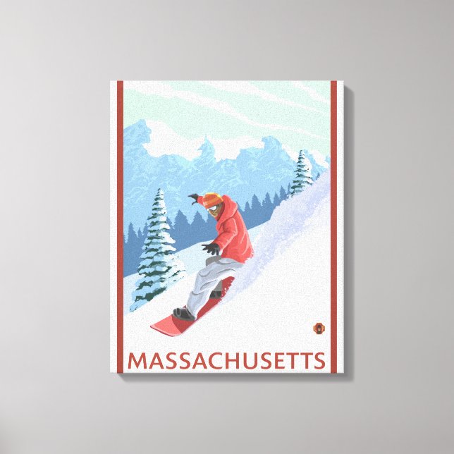 Impressão Em Tela Cena do MassachusettsSnowboarder (Frente)