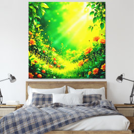 Impressão Em Tela Cena do Sol do Jardim de Lush