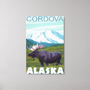 Impressão Em Tela Cena dos alces - Cordova, Alaska