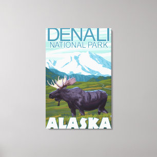 Impressão Em Tela Cena dos alces - parque nacional de Denali, Alaska