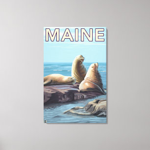 Impressão Em Tela Cena dos leões de MaineSea