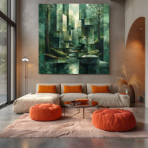 Cena Geométrica de Florestas em Sombras de Abstrat