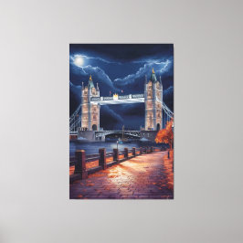 Impressão Em Tela Cena noturna de Londres impressionante com torre i