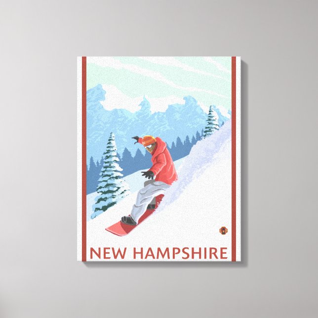 Impressão Em Tela Cena Nova HampshireSnowboarder (Frente)