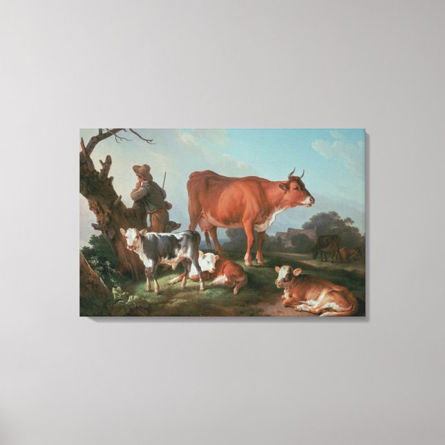 Impressão Em Tela Cena pastoral com uma vassoura (Frente)