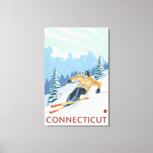 Impressão Em Tela Cena Skier do ConnecticutDownhill (Frente)