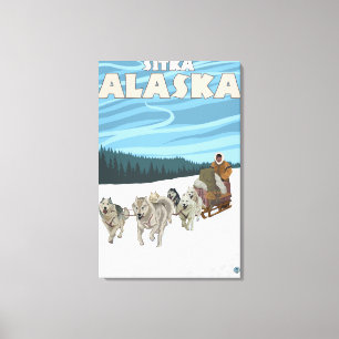 Impressão Em Tela Cena Sledding do cão - Sitka, Alaska