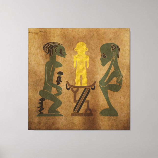Impressão Em Tela Cena tribal africana abstrata antiga e vintage de  (Frente)