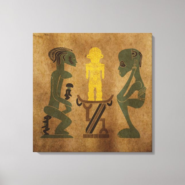 Impressão Em Tela Cena tribal africana vintage contemporânea (Frente)