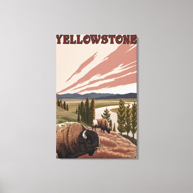 Impressão Em Tela Cena YellowstoneBison (Frente)