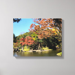 Impressão Em Tela Cenário Colorido de Árvores no Jardim Japonês