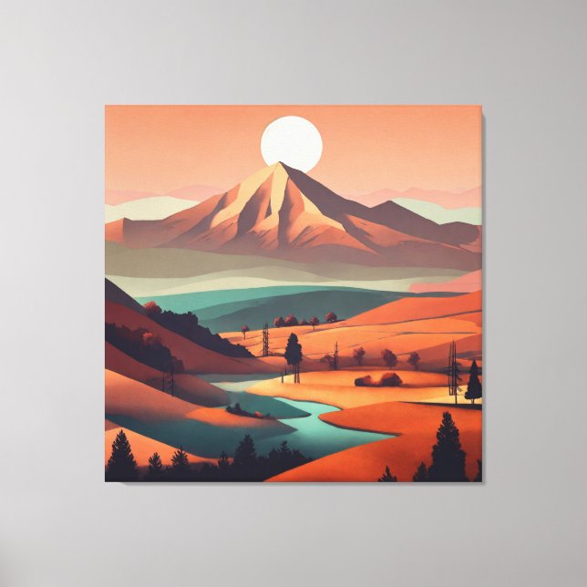 Impressão Em Tela Cenário de Boho - Impressão de Tela Esticada (Quad (Frente)