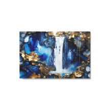 Cenário em cascata Arte Pintada Azul e Branco Prem