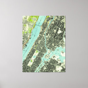 Impressão Em Tela Central Park do vintage & Bronx NY Mapa (1947)