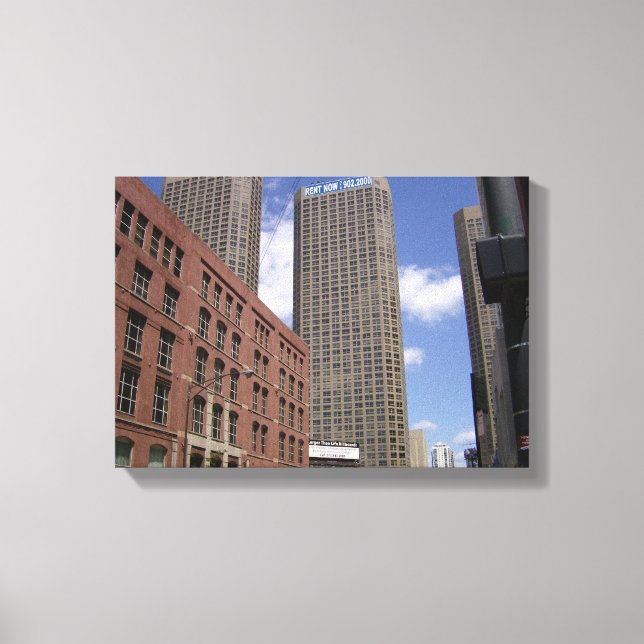 Impressão Em Tela Centro Chicago Pela Baía (Frente)