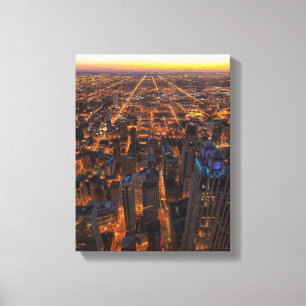 Impressão Em Tela Centro de Chicago no por do sol