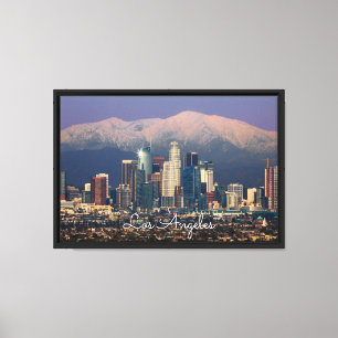 Impressão Em Tela Centro de Los Angeles com montanhas nevadas