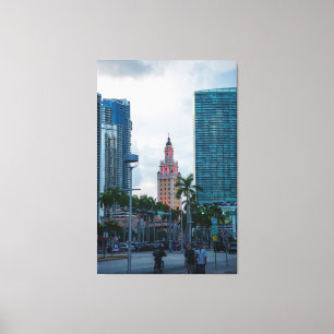 Impressão Em Tela Centro Miami Skyline com a Torre da Liberdade em D