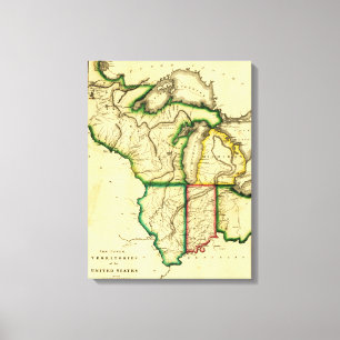 Impressão Em Tela Centro-Oeste dos Estados UnidosMapa Panorâmico