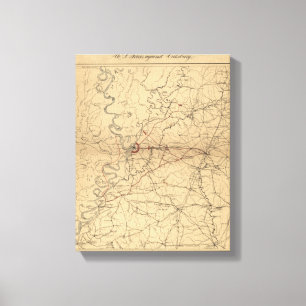 Impressão Em Tela Cerco de Vicksburg - Mapa Panorâmico da Guerra Civ