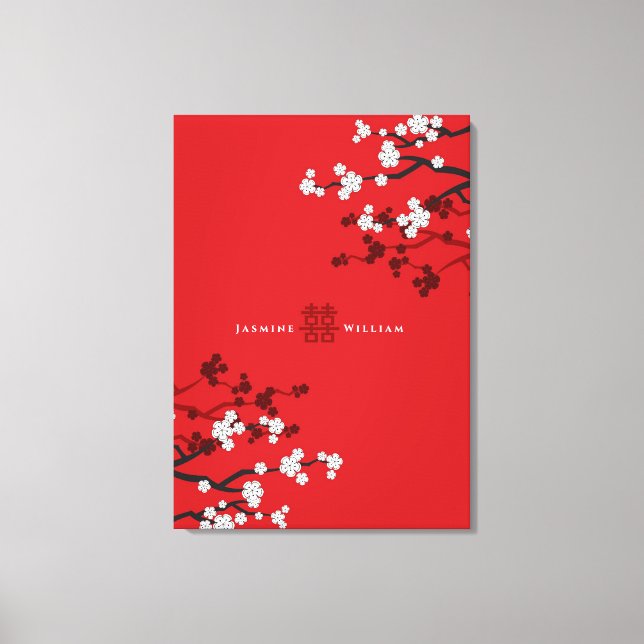 Impressão Em Tela Cereja Blossoms e Felicidade Dupla Casamento Chinê (Frente)