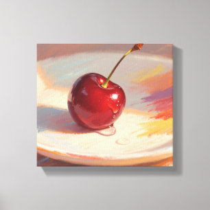 Impressão Em Tela Cereja pastel de óleo