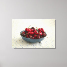 Impressão Em Tela Cerejas numa tigela azul
