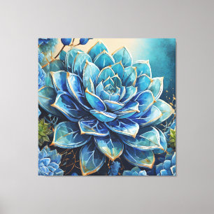 Impressão Em Tela Cerulean Charm: Suculente Contemporâneo