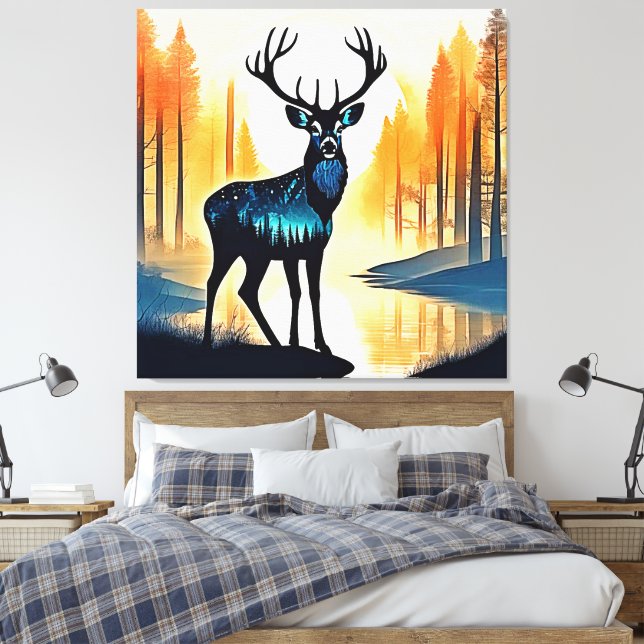 Impressão Em Tela Cervo da Floresta Mística (Insitu(Quarto))