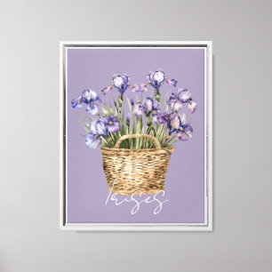 Impressão Em Tela Cesto de Flores de Íris Roxo