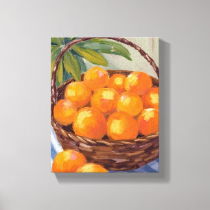 Impressão Em Tela Cesto de Laranjas Frutas Cítricas Pintura